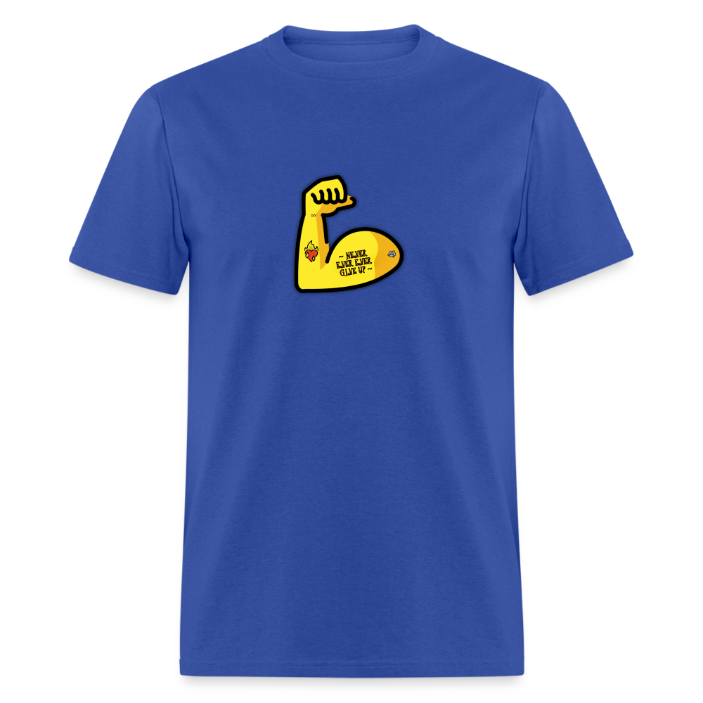 Customizable Emoji Expression: Never, Ever Ever Give Up Tattoo'd Bicep Moji Unisex Classic T-Shirt - Emoji.Express - royal blue