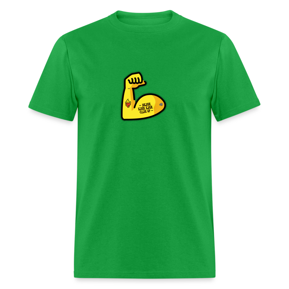 Customizable Emoji Expression: Never, Ever Ever Give Up Tattoo'd Bicep Moji Unisex Classic T-Shirt - Emoji.Express - bright green