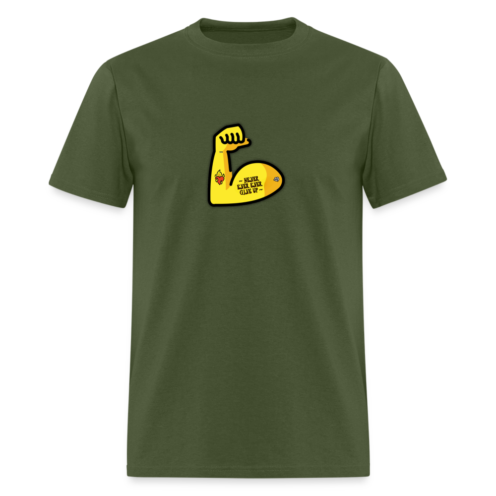 Customizable Emoji Expression: Never, Ever Ever Give Up Tattoo'd Bicep Moji Unisex Classic T-Shirt - Emoji.Express - military green