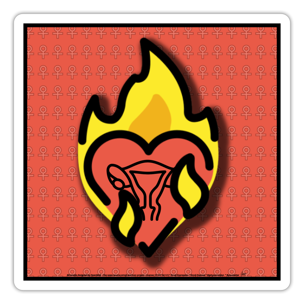 Emoji Expression: Roe v Wade Heart on Fire Sticker - Emoji.Express - white matte