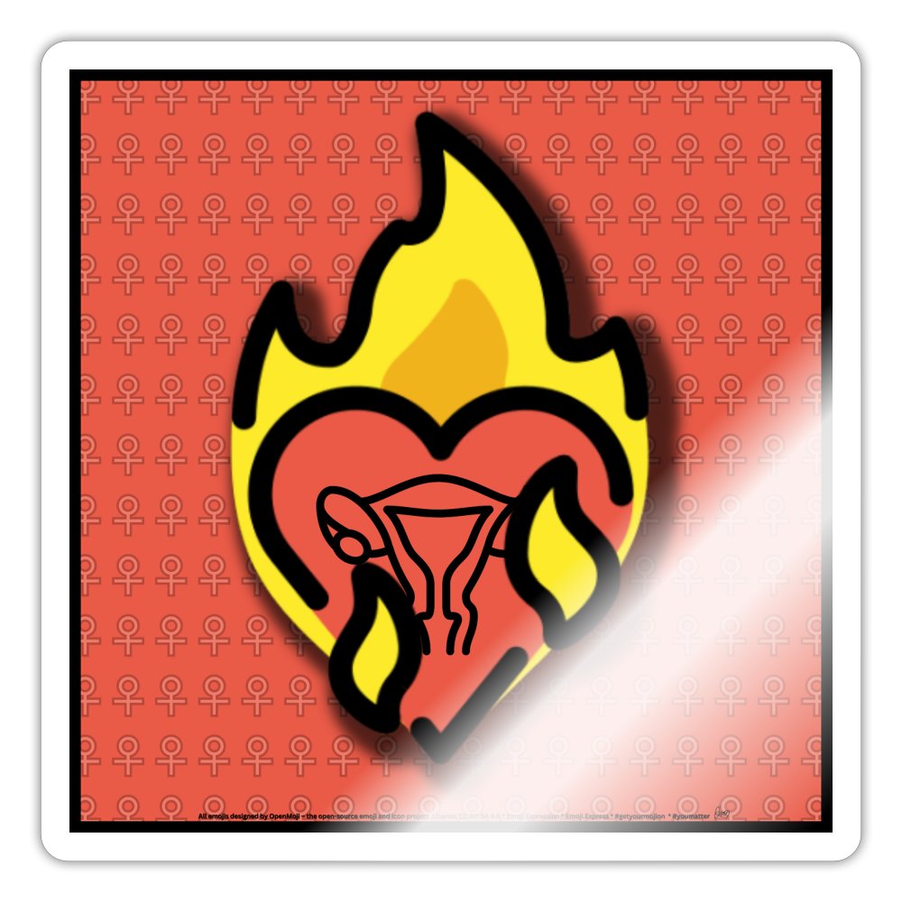 Emoji Expression: Roe v Wade Heart on Fire Sticker - Emoji.Express - white glossy