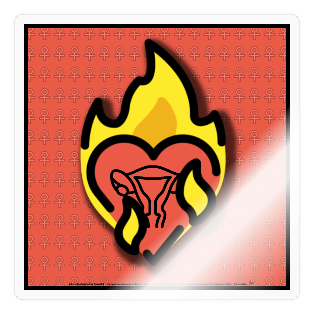 Emoji Expression: Roe v Wade Heart on Fire Sticker - Emoji.Express - transparent glossy