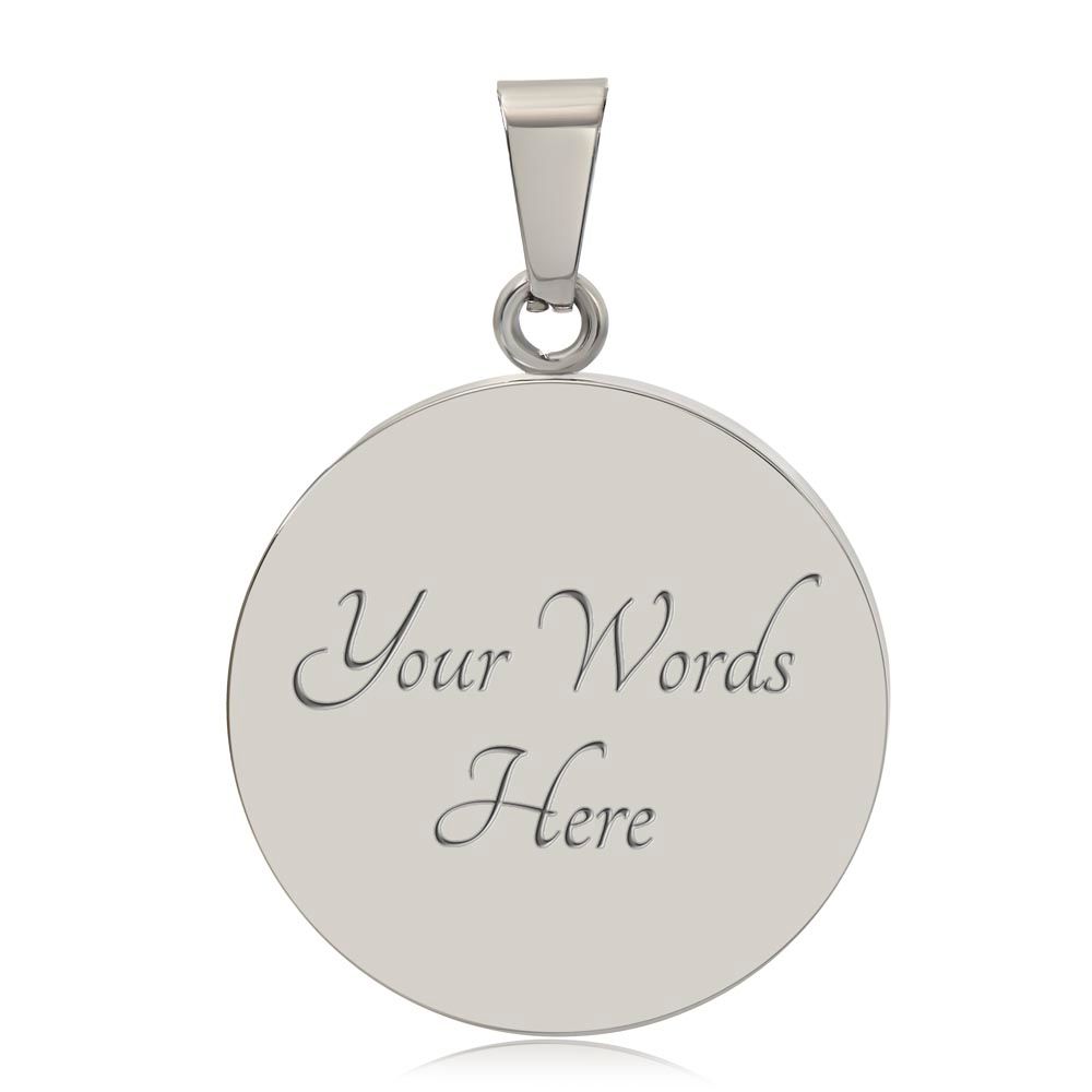 Rolling on Floor Silver Necklace Engraved