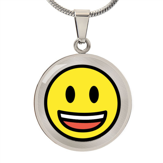 Grinning Face with Big Eyes Moji Luxury Pendent Necklace - Emoji.Express (Engravable)