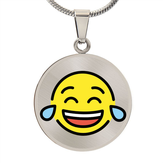 Face with Tears of Joy Silver Necklace