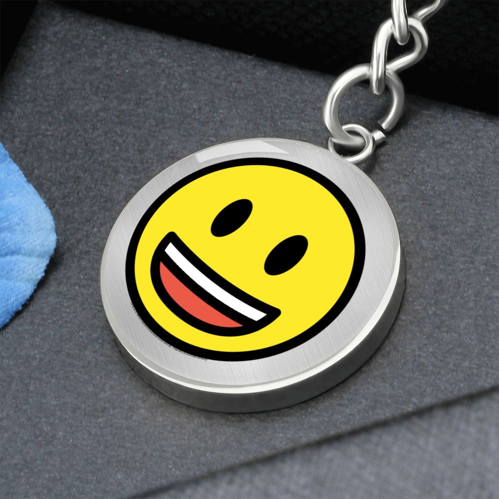 Grinning Face with Big Eyes Silver Keychain