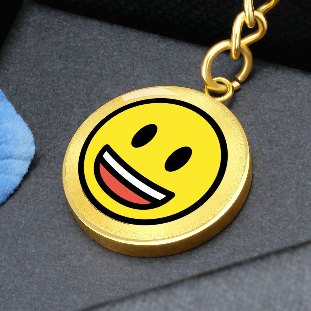 Grinning Face with Big Eyes Gold Keychain