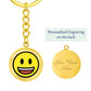 Grinning Face with Big Eyes Gold Keychain Engraved