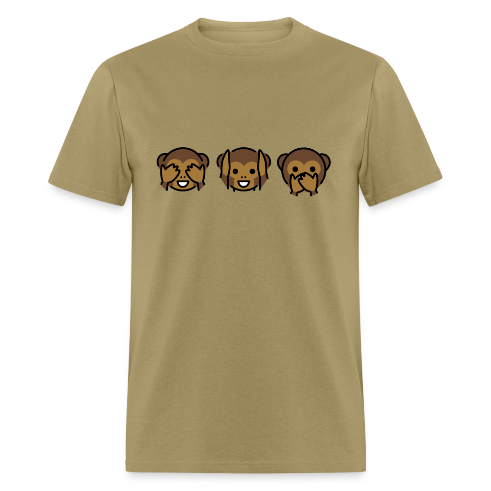 See Hear Speak No Evil Monkey Emojis Unisex Classic T-Shirt - Emoji.Express - khaki
