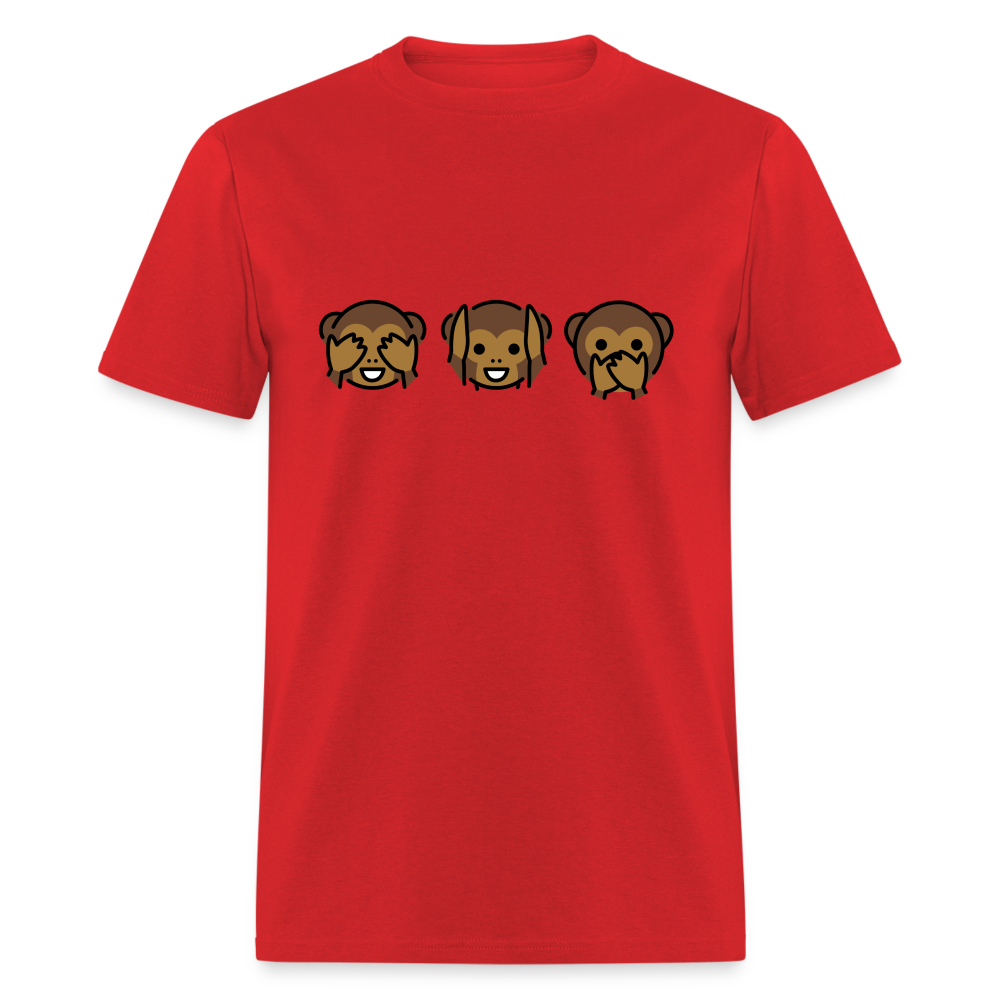 See Hear Speak No Evil Monkey Emojis Unisex Classic T-Shirt - Emoji.Express - red