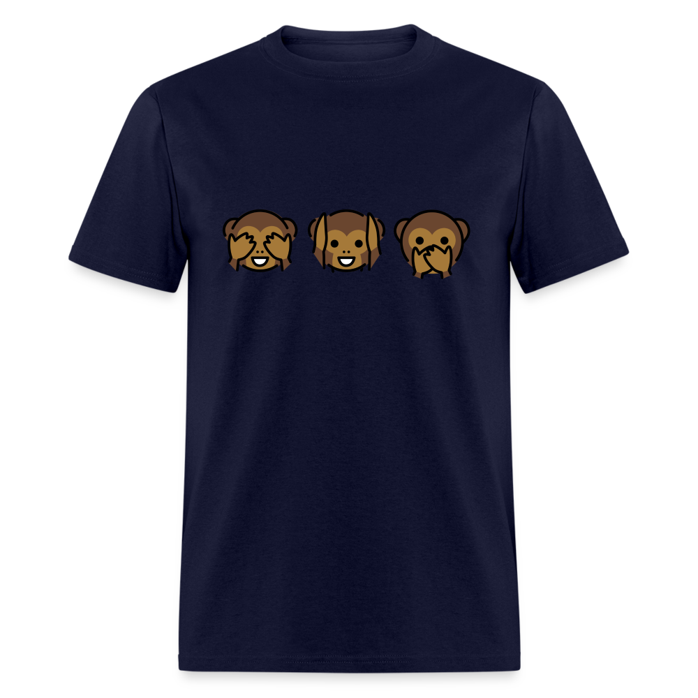 See Hear Speak No Evil Monkey Emojis Unisex Classic T-Shirt - Emoji.Express - navy