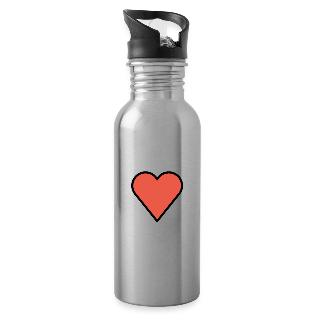 Red Heart Emoji Water Bottle - Emoji.Express - silver