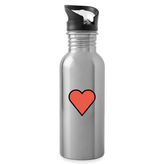 Red Heart Emoji Water Bottle - Emoji.Express - silver