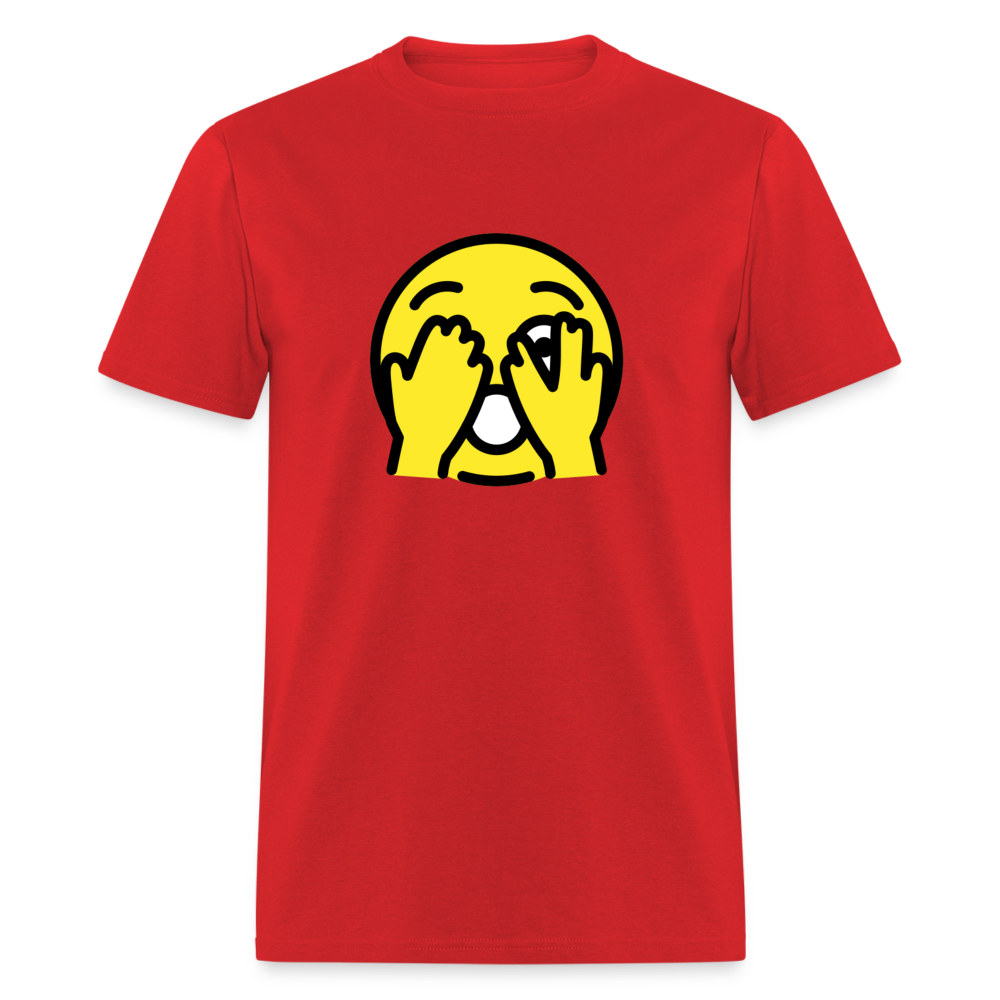 Face with Peeking Eye Emoji Unisex Classic T-Shirt - Emoji.Express - red