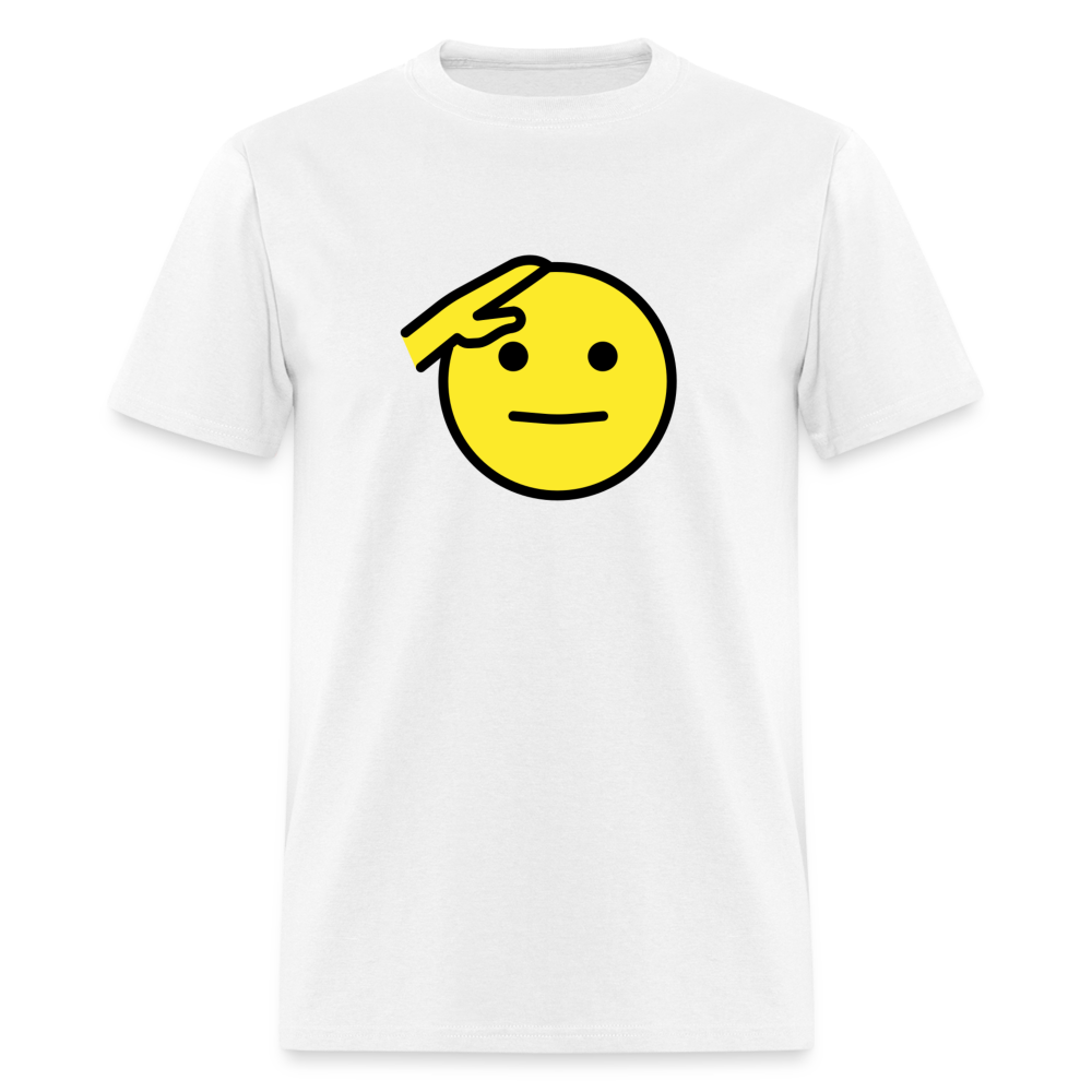 Saluting Face Emoji Unisex Classic T-Shirt - Emoji.Express - white