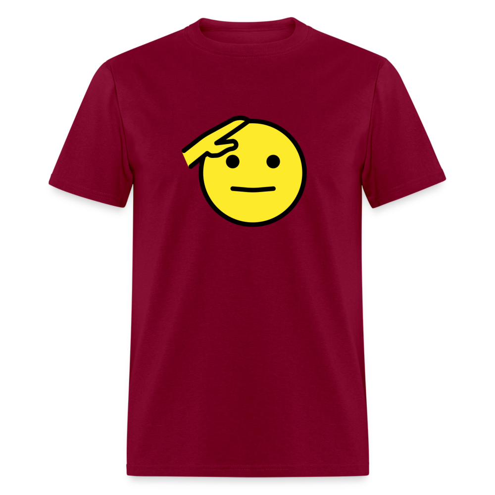 Saluting Face Emoji Unisex Classic T-Shirt - Emoji.Express - burgundy