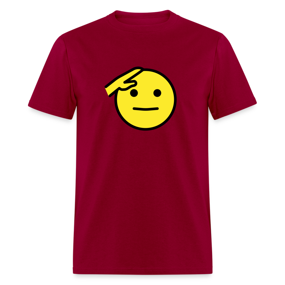 Saluting Face Emoji Unisex Classic T-Shirt - Emoji.Express - dark red