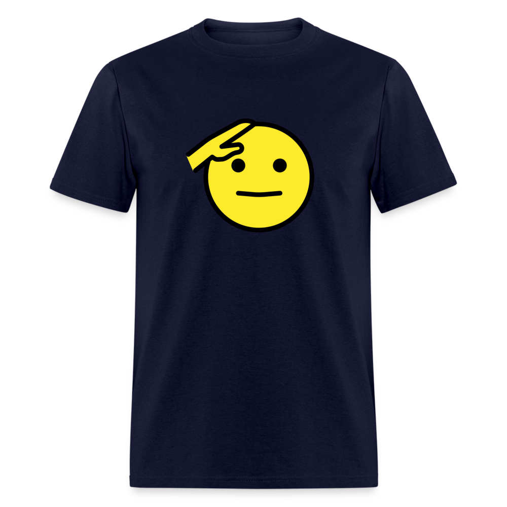 Saluting Face Emoji Unisex Classic T-Shirt - Emoji.Express - navy