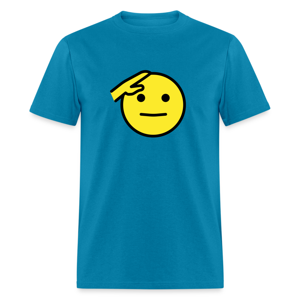 Saluting Face Emoji Unisex Classic T-Shirt - Emoji.Express - turquoise