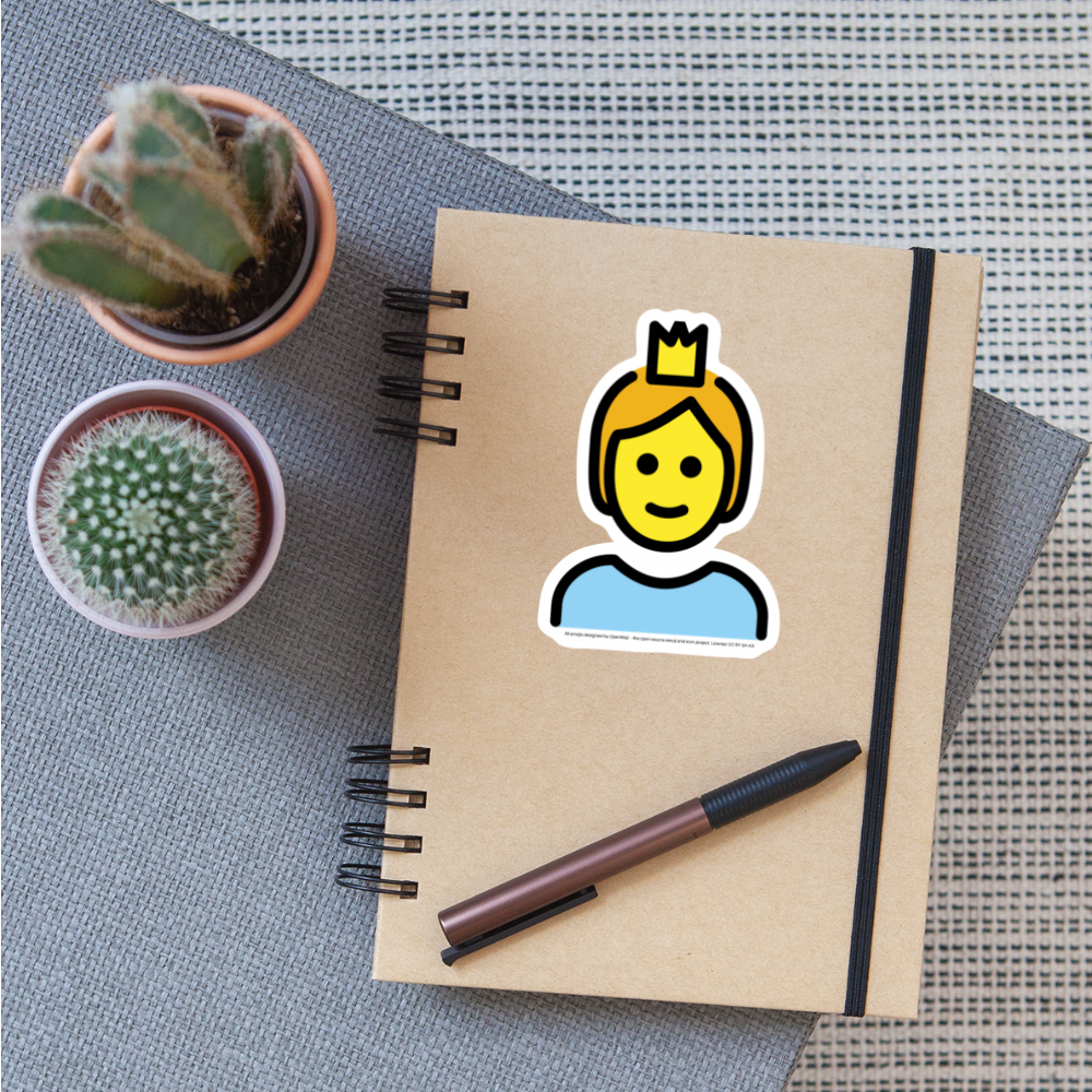 Person Wearing Crown Moji Sticker - Emoji.Express - white matte