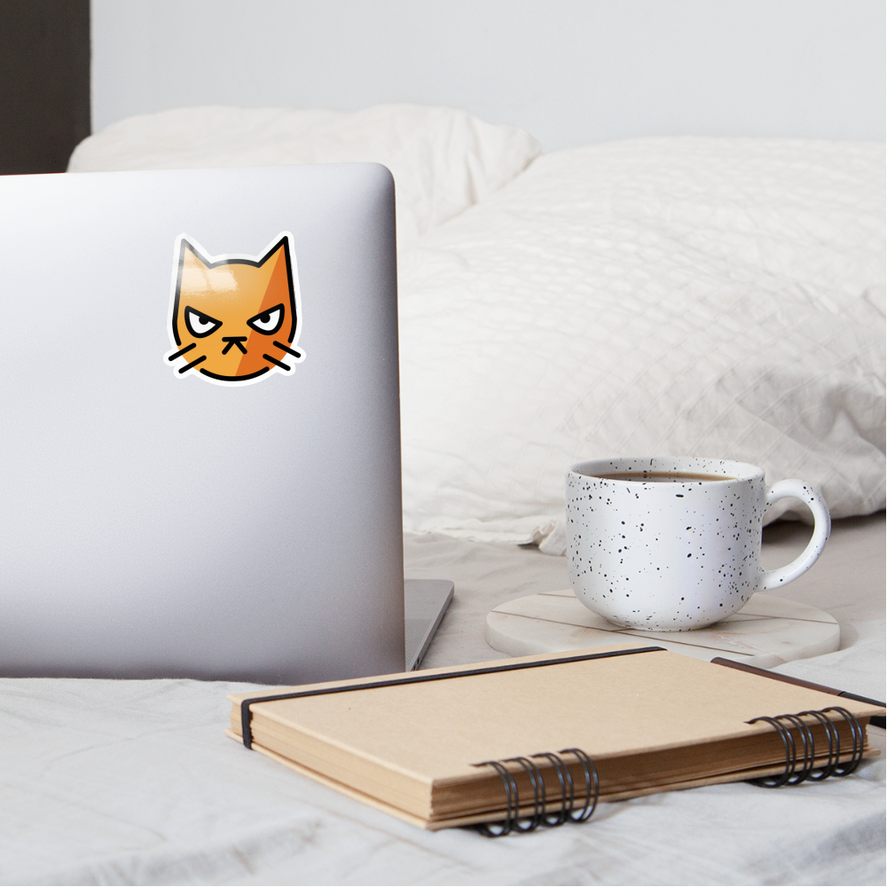 Pouting Cat Moji Sticker - Emoji.Express - white glossy