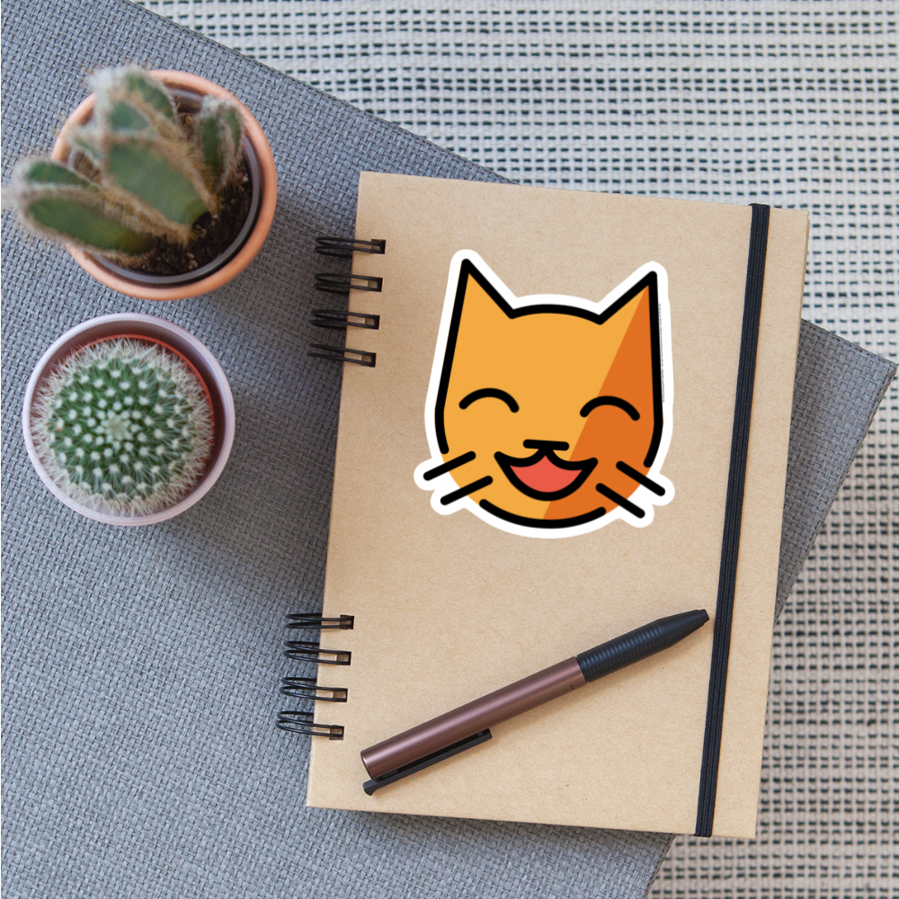 Grinning Cat with Grinning Eyes Moji Sticker - Emoji.Express - white matte