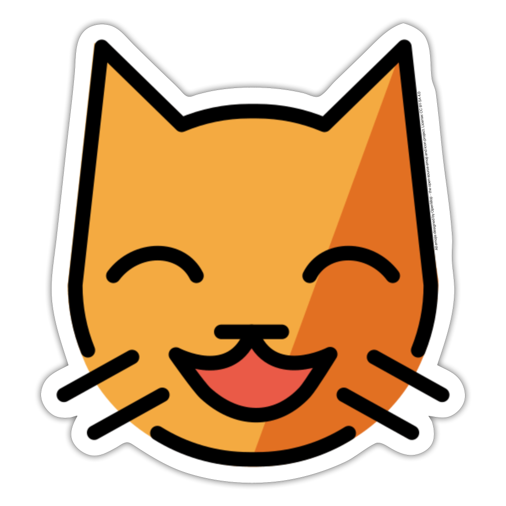 Grinning Cat with Grinning Eyes Moji Sticker - Emoji.Express - white matte