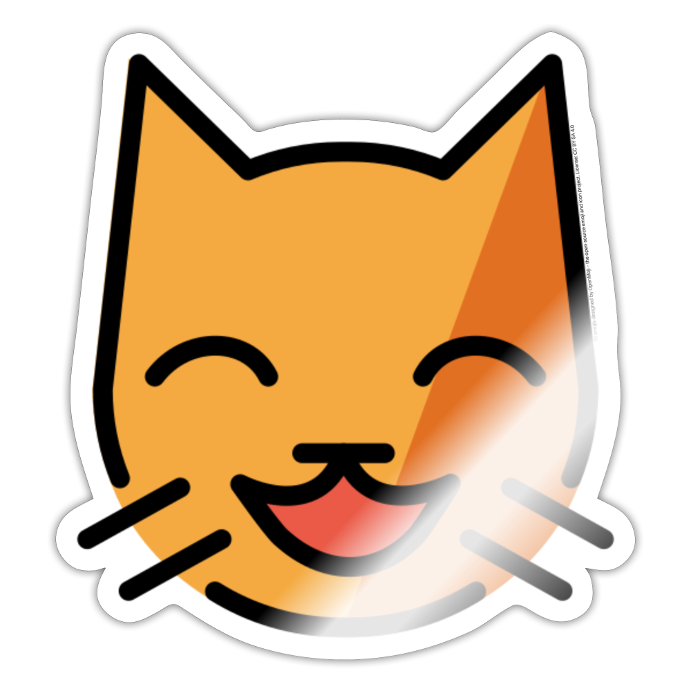 Grinning Cat with Grinning Eyes Moji Sticker - Emoji.Express - white glossy