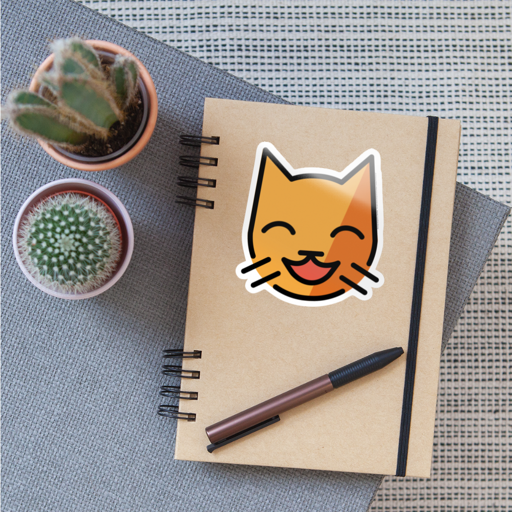 Grinning Cat with Grinning Eyes Moji Sticker - Emoji.Express - white glossy