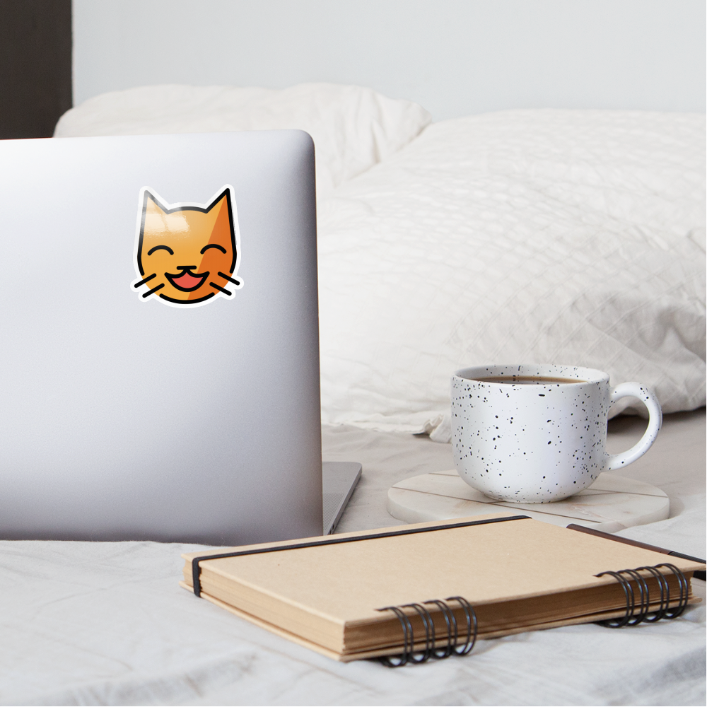 Grinning Cat with Grinning Eyes Moji Sticker - Emoji.Express - white glossy