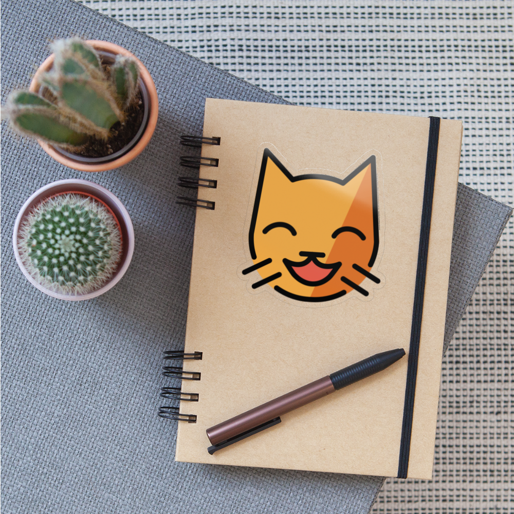 Grinning Cat with Grinning Eyes Moji Sticker - Emoji.Express - transparent glossy