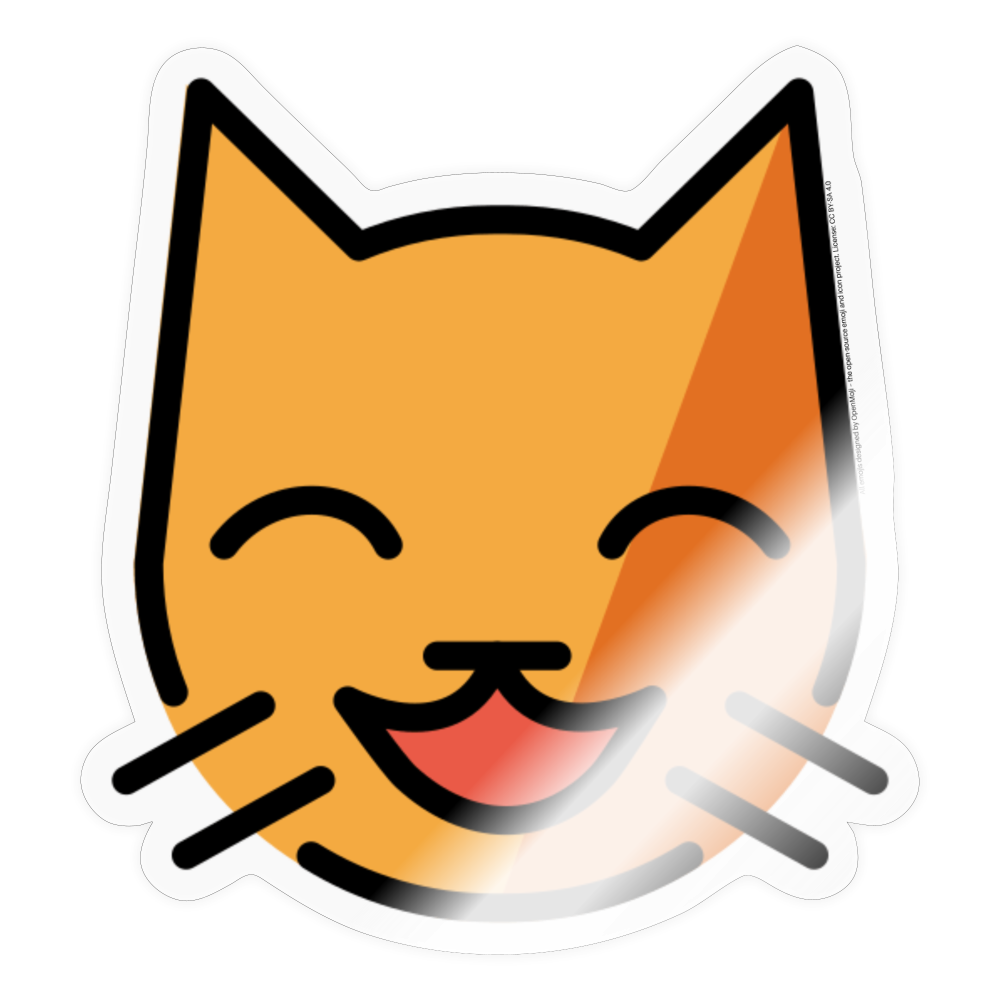 Grinning Cat with Grinning Eyes Moji Sticker - Emoji.Express - transparent glossy