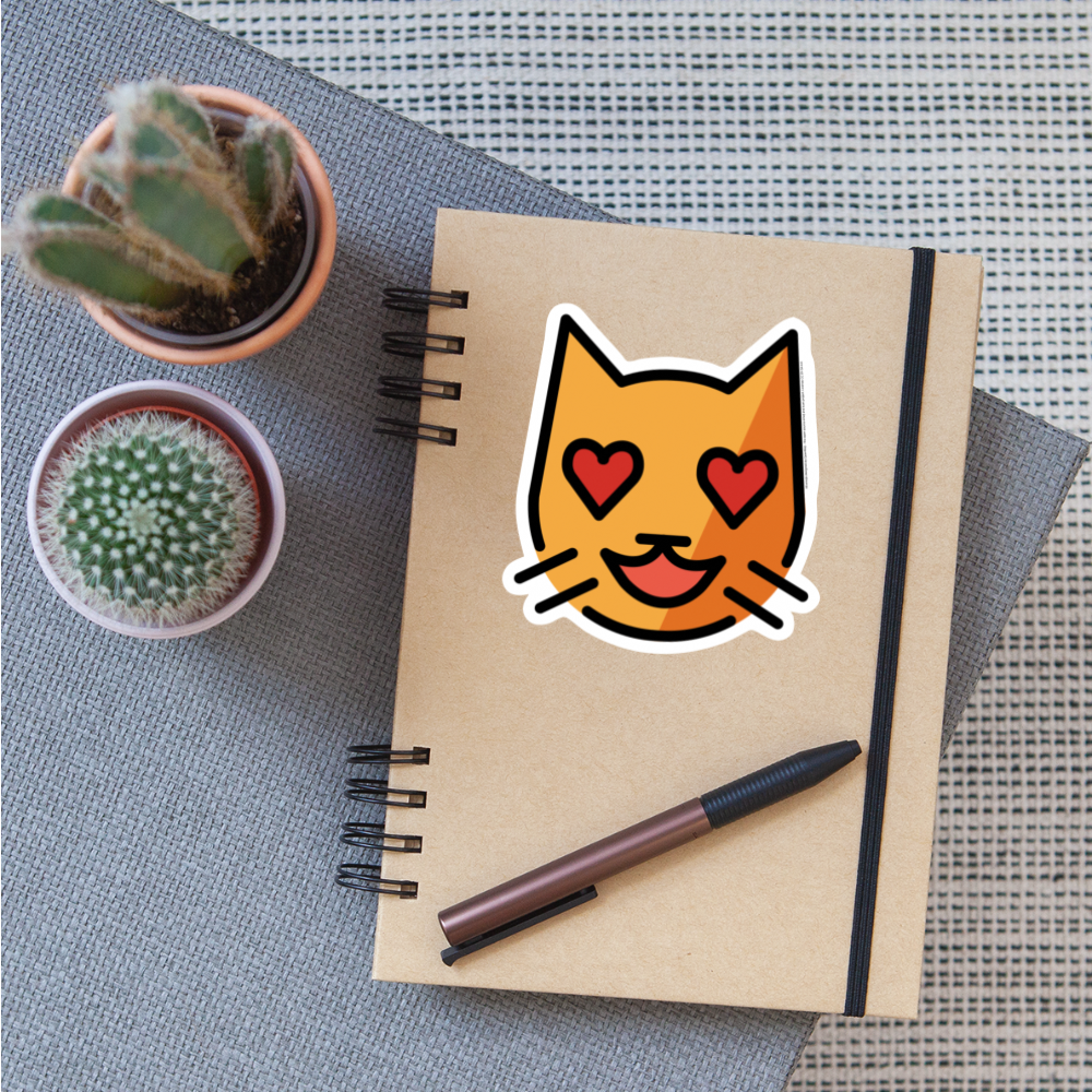 Smiling Cat with Heart Eyes Moji Sticker - Emoji.Express - white matte