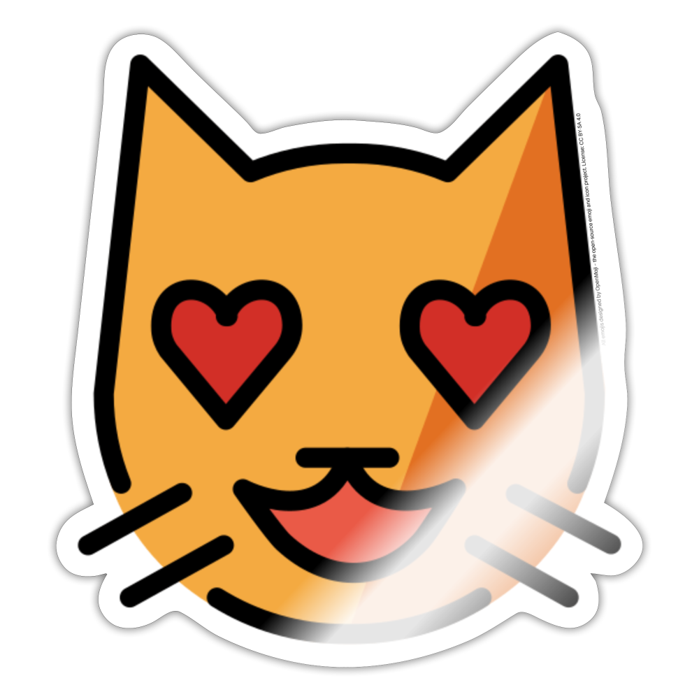 Smiling Cat with Heart Eyes Moji Sticker - Emoji.Express - white glossy