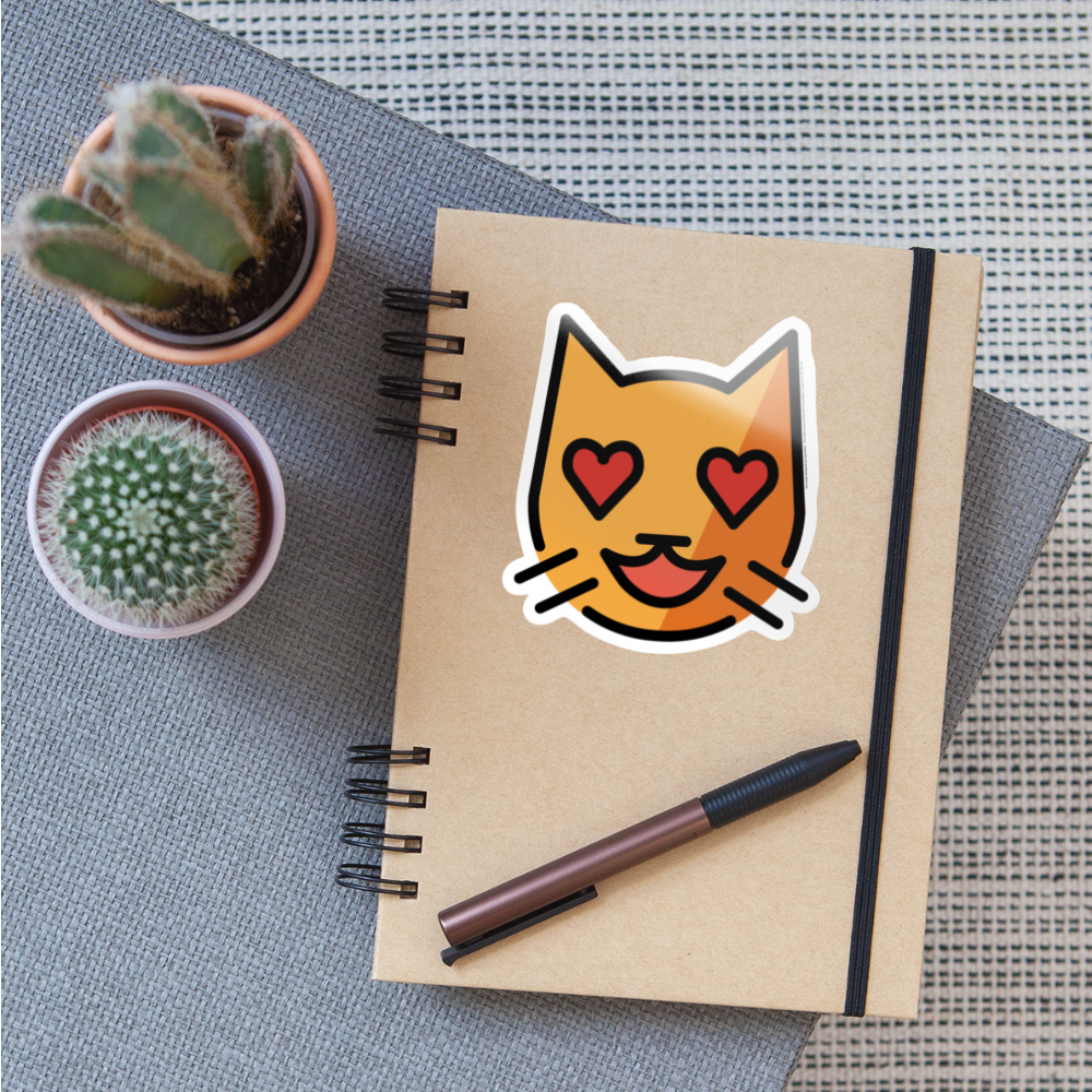 Smiling Cat with Heart Eyes Moji Sticker - Emoji.Express - white glossy