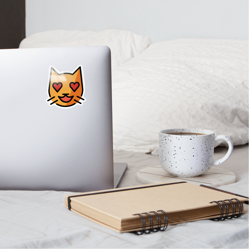 Smiling Cat with Heart Eyes Moji Sticker - Emoji.Express - white glossy