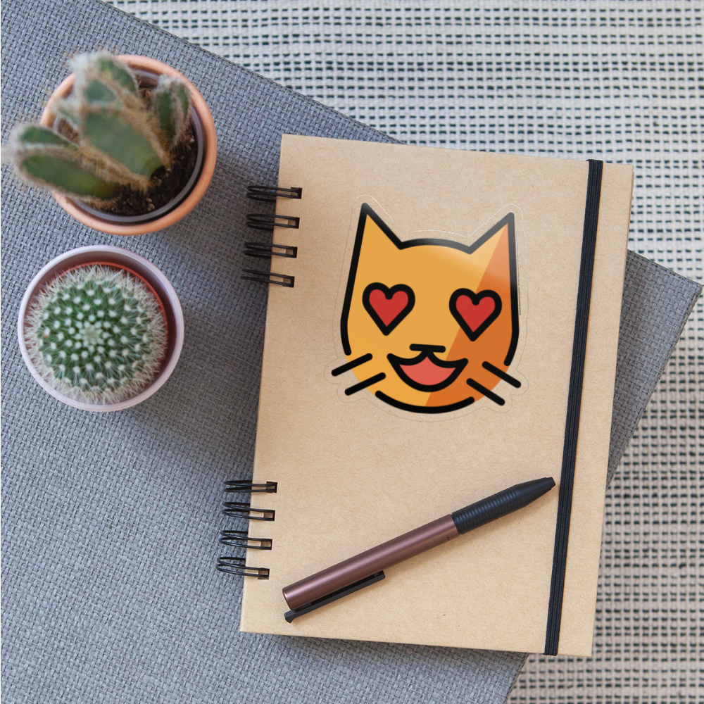 Smiling Cat with Heart Eyes Moji Sticker - Emoji.Express - transparent glossy