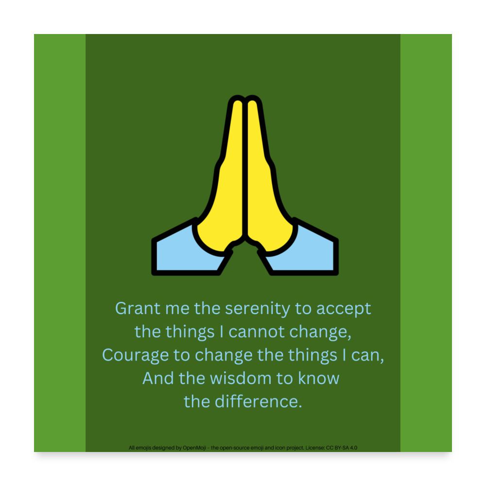Secular Serenity Prayer + Folded Hands Moji Art Poster 24x24 - Emoji.Express - white