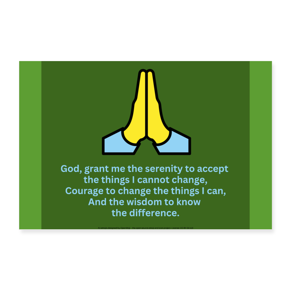 Serenity Prayer + Folded Hands Moji Art Poster 36x24 - Emoji.Express - white