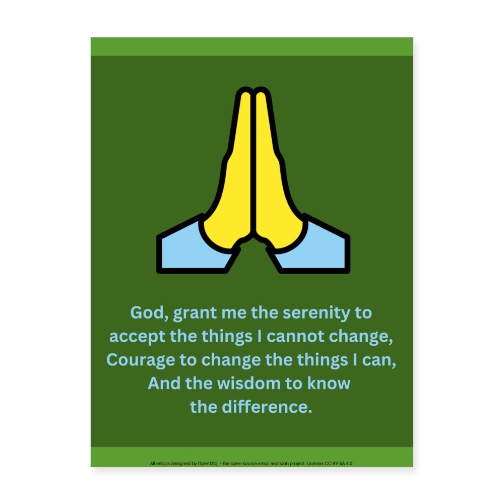 Serenity Prayer + Folded Hands Moji Art Poster 18x24 - Emoji.Express - white