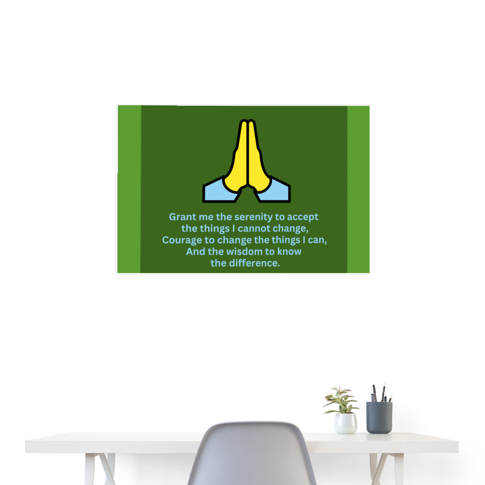 Secular Serenity Prayer + Folded Hands Moji Art Poster 36x24 - Emoji.Express - white