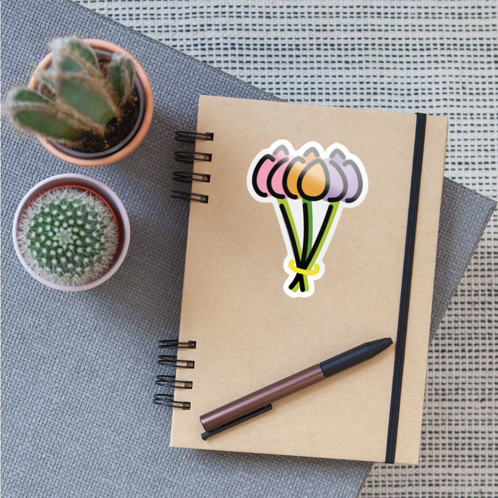 Bouquet Moji Sticker - Emoji.Express - white glossy