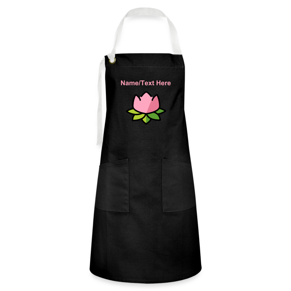 Customizable Lotus Moji Artisan Apron - Emoji.Express - black/white