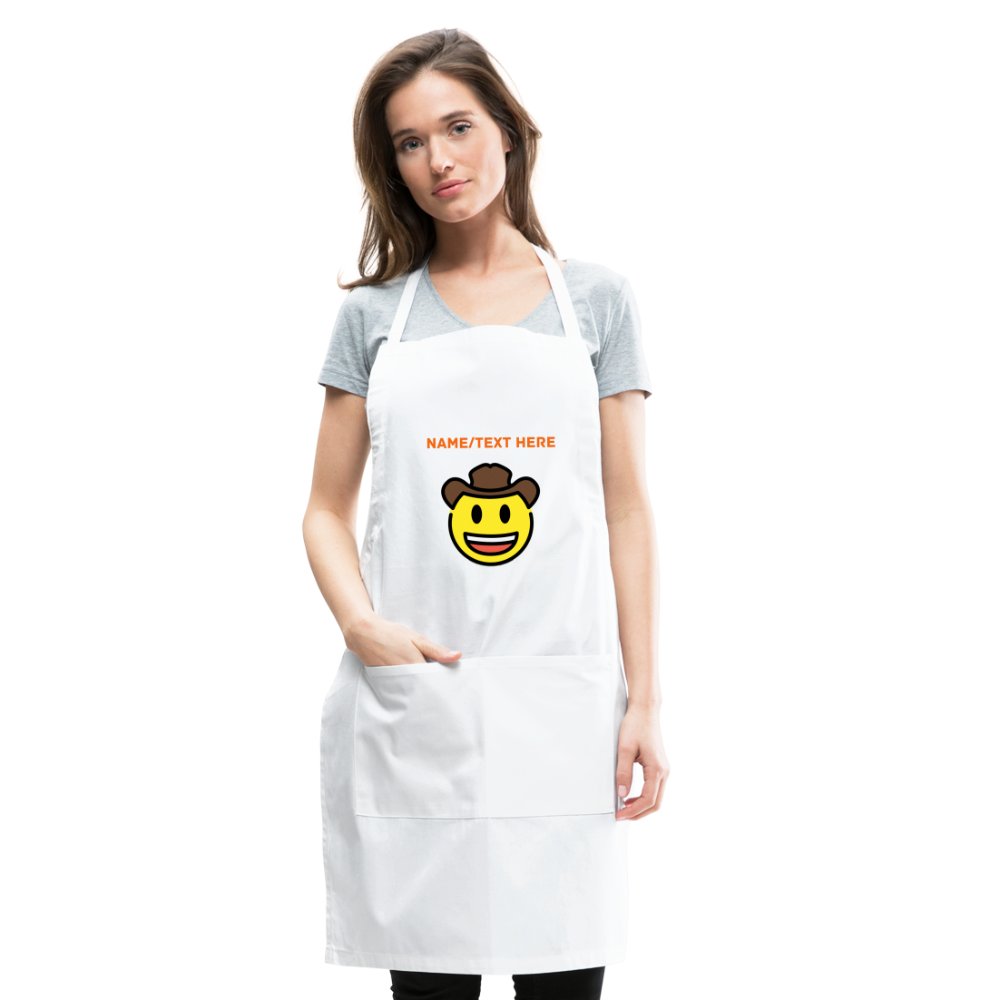 Customizable Cowboy Hat Face Moji Adjustable Apron - Emoji.Express - white