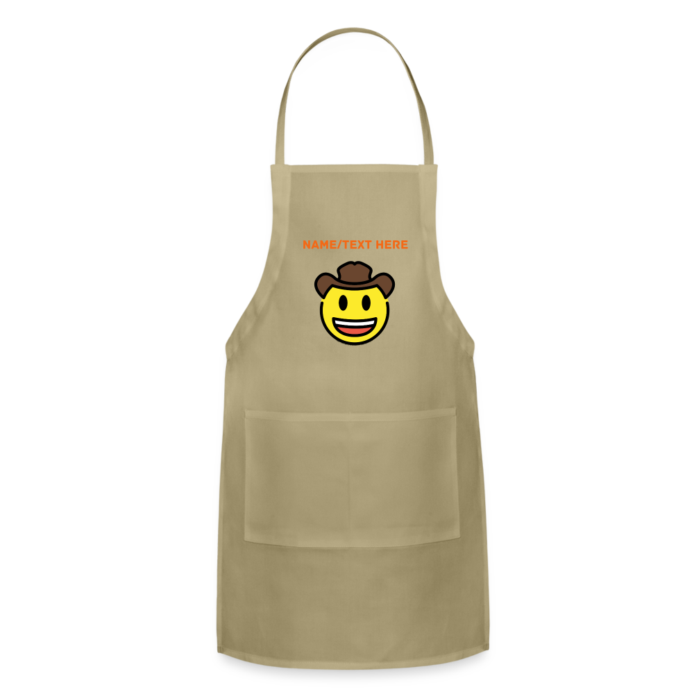 Customizable Cowboy Hat Face Moji Adjustable Apron - Emoji.Express - khaki