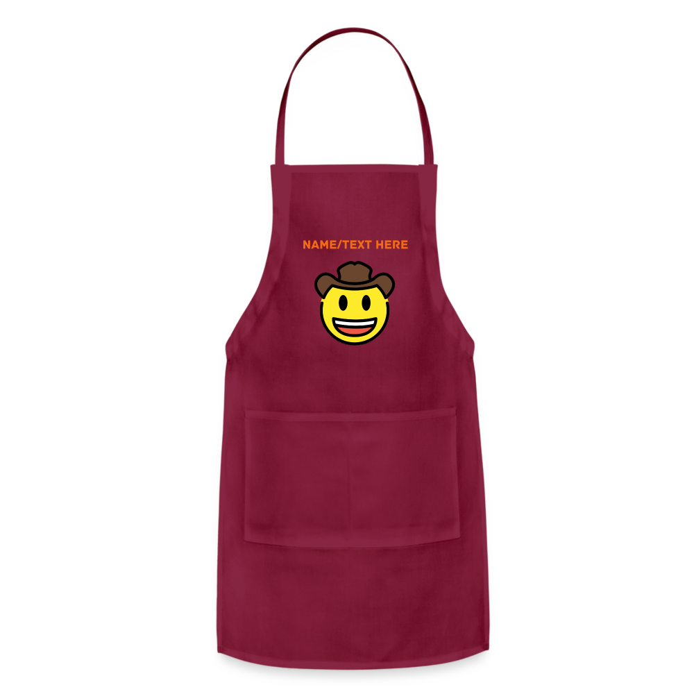 Customizable Cowboy Hat Face Moji Adjustable Apron - Emoji.Express - burgundy