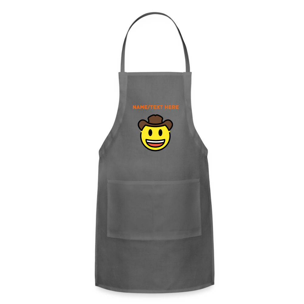 Customizable Cowboy Hat Face Moji Adjustable Apron - Emoji.Express - charcoal