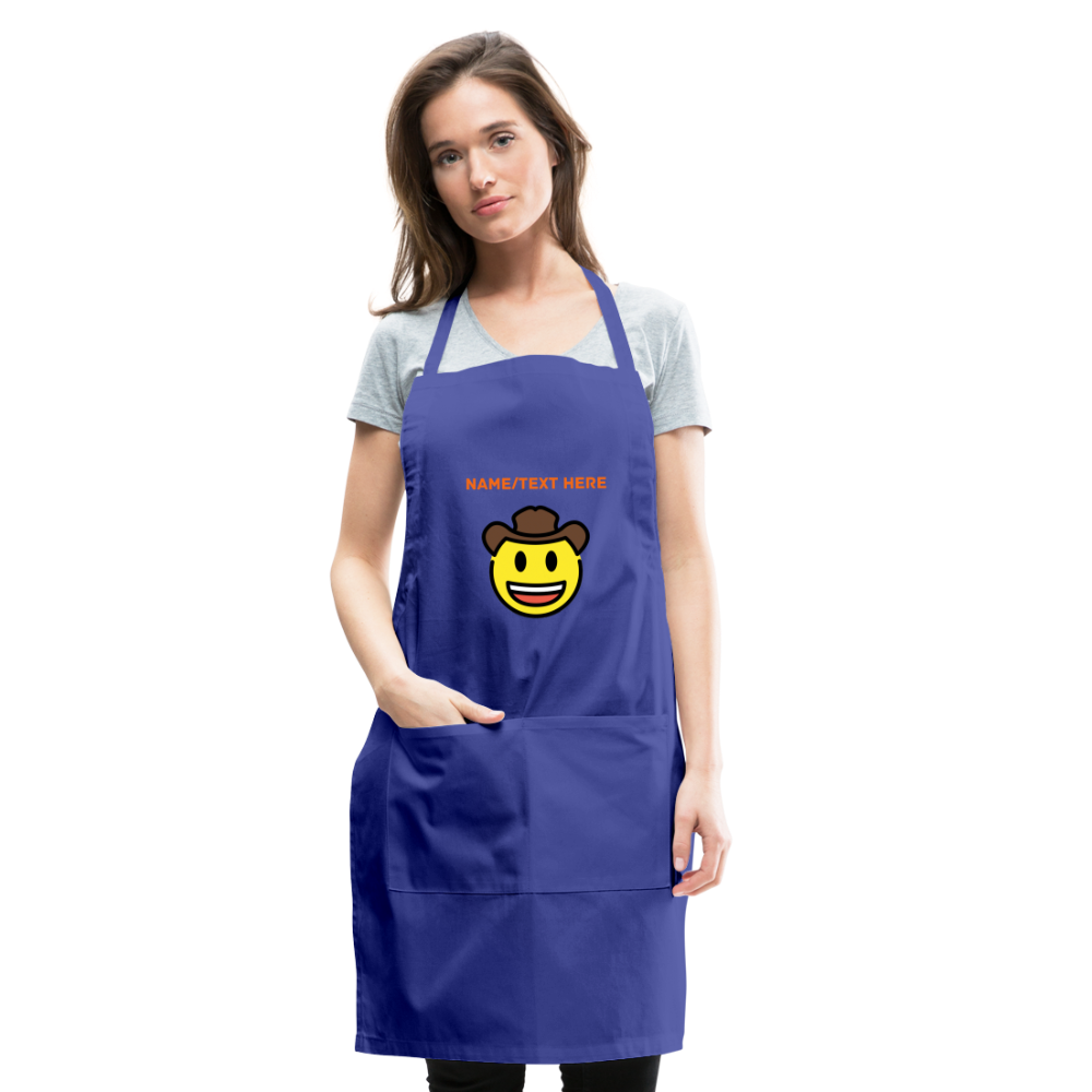 Customizable Cowboy Hat Face Moji Adjustable Apron - Emoji.Express - royal blue