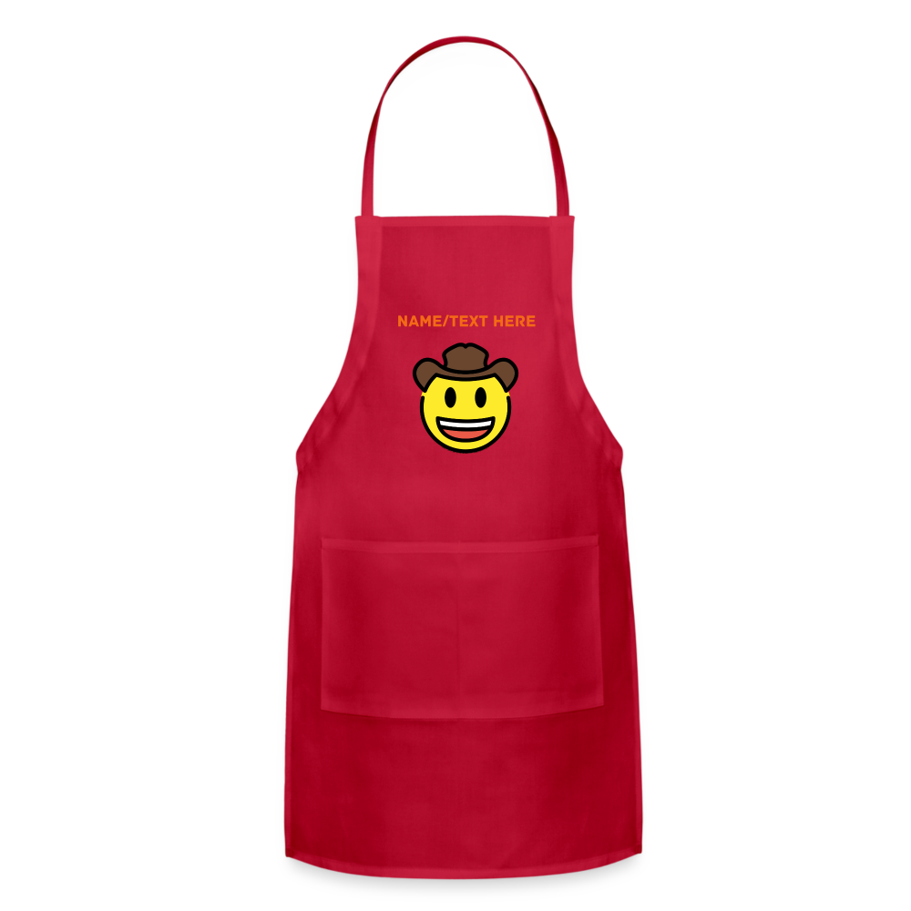 Customizable Cowboy Hat Face Moji Adjustable Apron - Emoji.Express - red