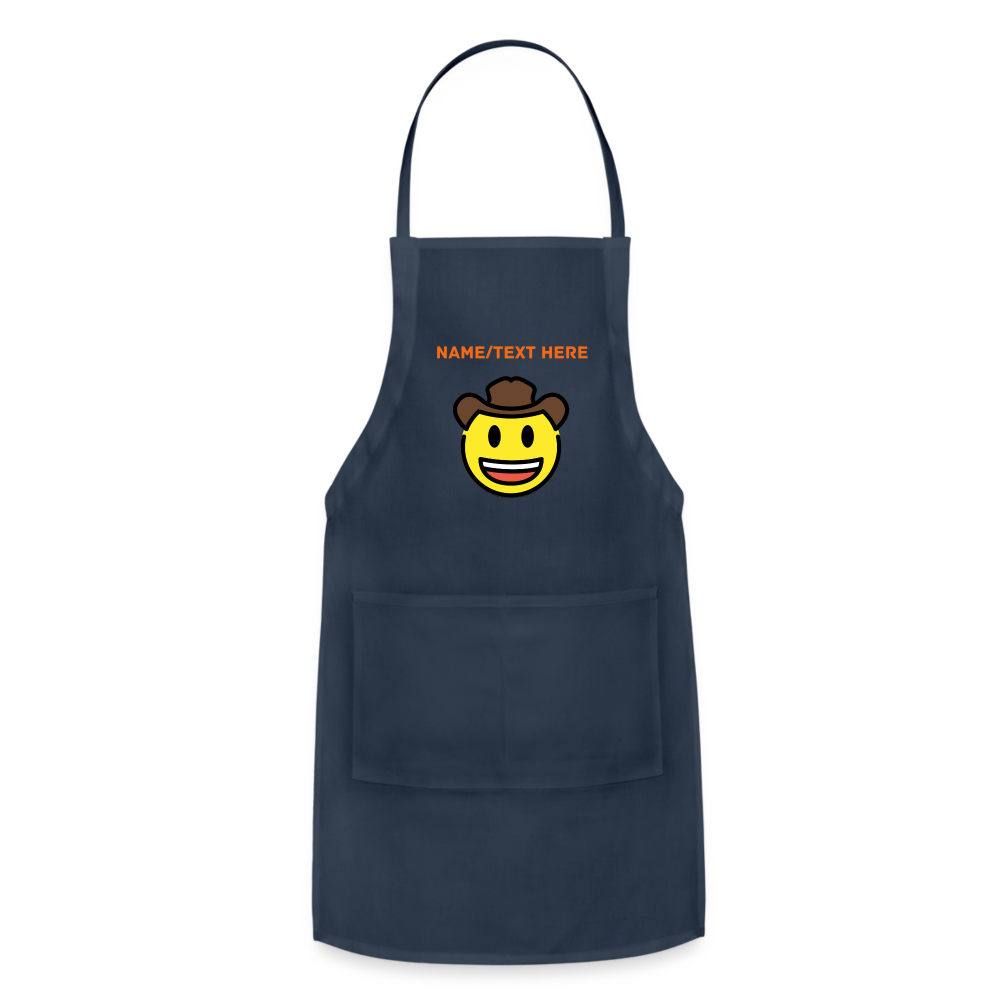 Customizable Cowboy Hat Face Moji Adjustable Apron - Emoji.Express - navy